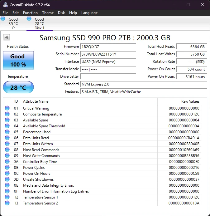 Samsung V-NAND 990 PRO 2280 2TB M.2 NVME GEN 4 - Image 3 of 4