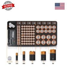 Battery Organizer Storage Case with No Lid Snap, Portable Battery Tester, Jus...