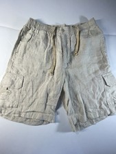 Tommy Bahama Mens 100 Linen Cargo Shorts Size Medium Elastic Waist