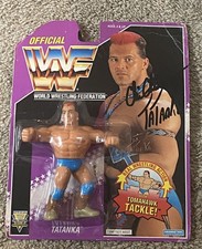 WWF TATANKA FIGURE HASBRO PINK CARD VERSION - Autographed!
