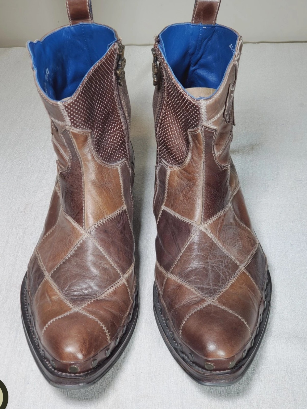 Mark Nason Patchwork Leather Cross Ankle Boots Po… - image 7