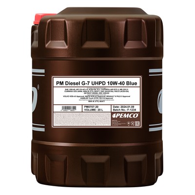 20 (1x20) Liter PEMCO SAE 10W-40 Diesel G-7 UHPD Blue Öl TS-7