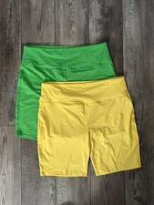 Zenana Biker Shorts, Yellow and Green, Women  s Plus 3X