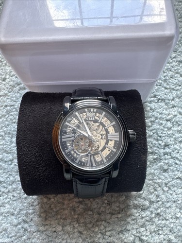 Wohler Men's Black/Silver Dial Black Leather Band Watch W-0198-006 With Case - Picture 1 of 7