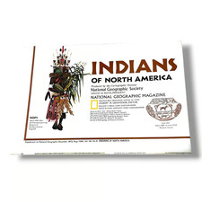 Indians of North America 1972 National Geographic Vintage Map EX