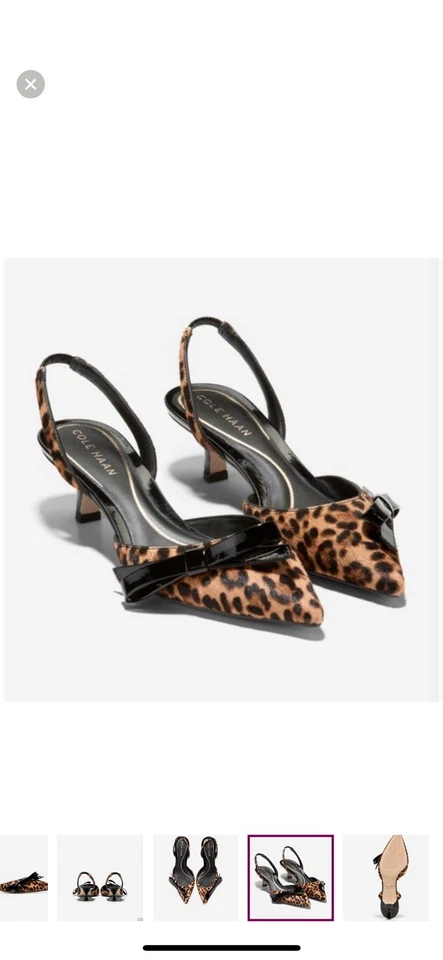 Sapatos Cole Haan com estampa de leopardo e preto estilingue traseiro, tamanho 8 - Imagem 4 de 4