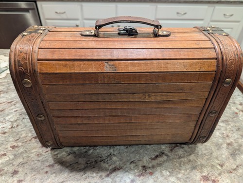 Antique Wooden Slat (vintage) Trunk Travel Bag 16” X 11” X 7". One-of-a-kind! - Picture 15 of 15