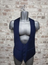 Red Herring Mens Navy Blue Polyester Jacket Suit Waistcoat Size 36 Regular