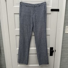 Banana Republic Martin Fit Pants Women s 2 Blue Linen Cotton Straight Leg