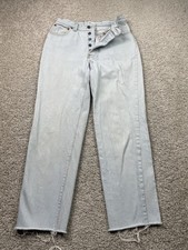 Vintage Levis 501 Jeans Women 26 x 27 Blue USA Fray 90s Light Wash Straight