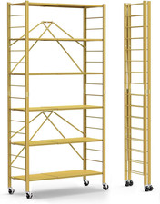 6 Tier Foldable Storage Shelves, Expandable Folding Bookshelf with Wheels, Chang