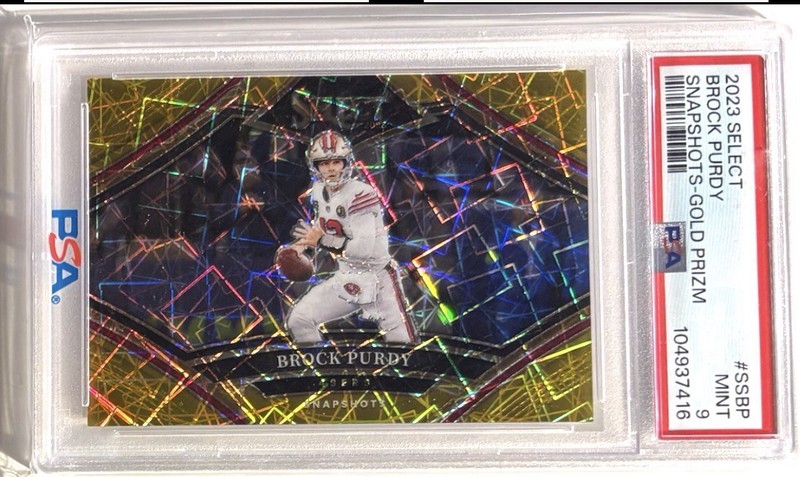 2023 Select BROCK PURDY Snapshots Gold Prizm Serial #ed 9/10 PSA 9 Mint Pop 1