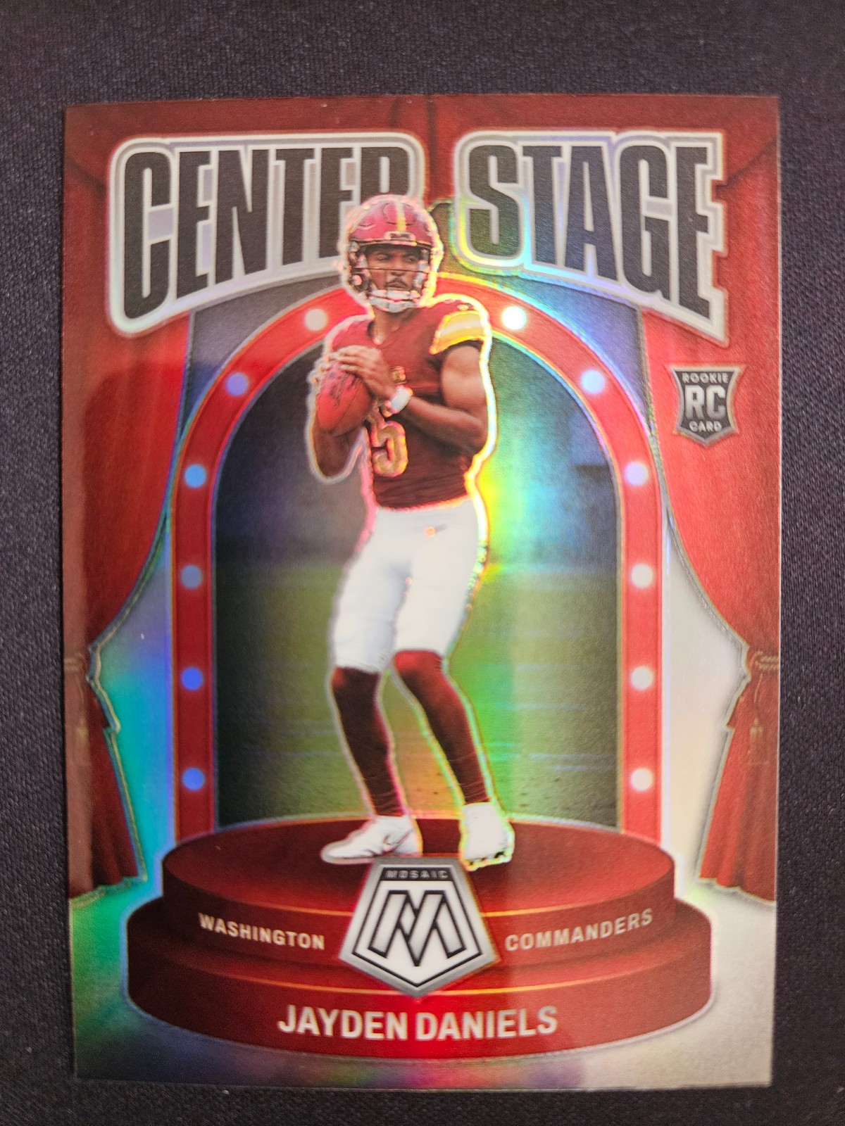 Jayden Daniels 2024 Panini Mosaic Center Stage Silver Prizm #8 (RC) COMMANDERS