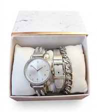 Womens Silver-Tone Analog Round Dress Watch W...