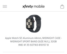 Apple Watch SE Aluminum 44mm Midnight Case, Midnight Sport Band, 32GB