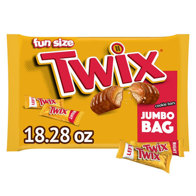 Twix Caramel Fun Size Chocolate Cookie Candy Bars, 18.28 oz Bag