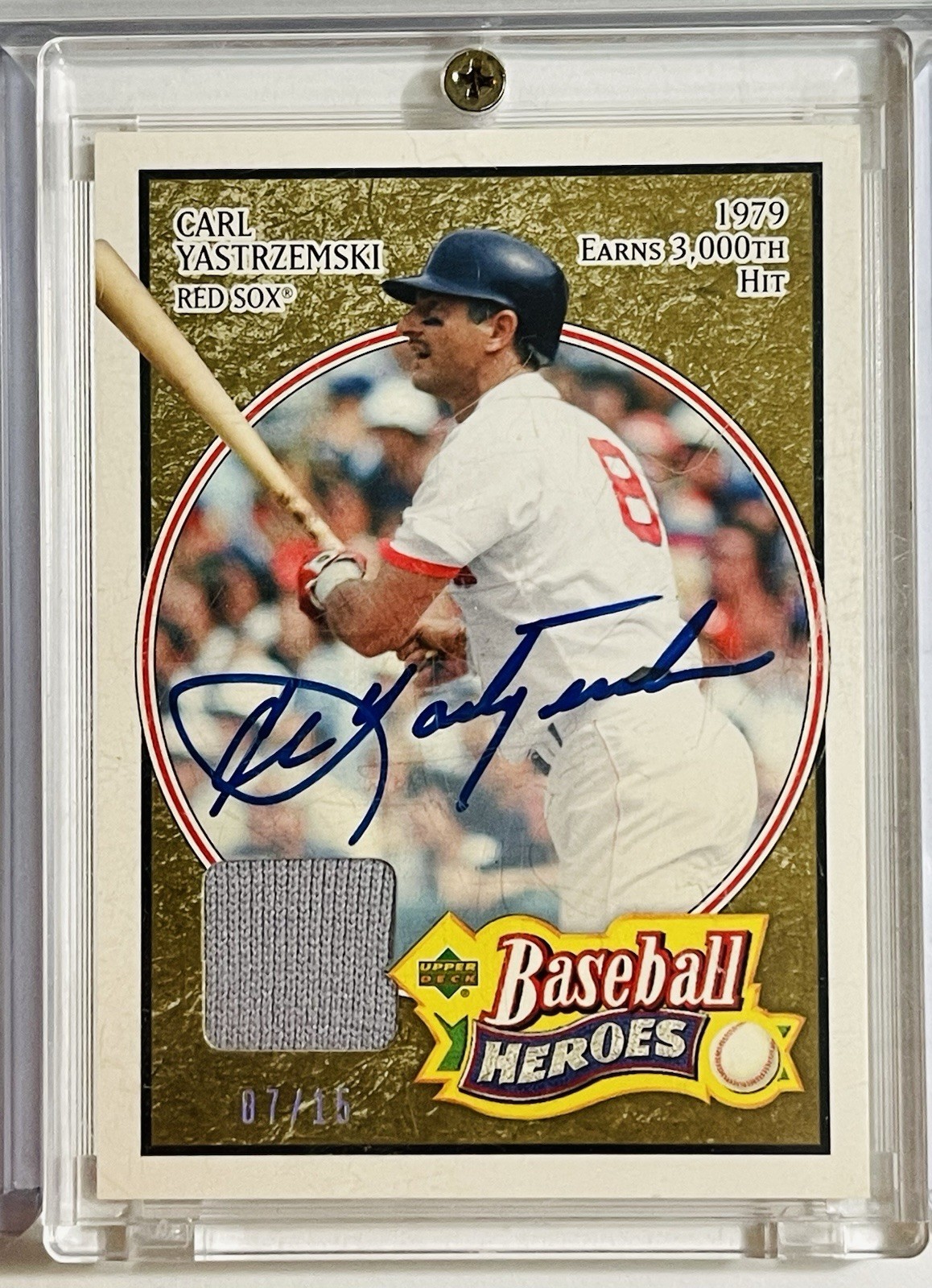 2005 UD Baseball Heroes Carl Yastrzemski Game-Used Patch On-Card Auto /15 HOF