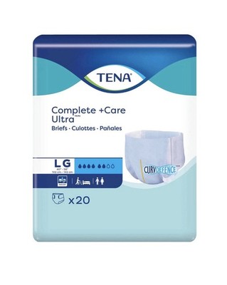 TENA Complete + Care Ultra Briefs ADULT UNISEX DIAPERS Disposable LARGE 80 CT