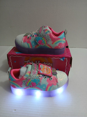 Little Girl's Skechers Twinkle Toes Ilight Up!Toddler Size 7 SHIMMERING SKY 