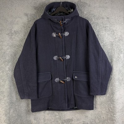 Mat De Misaine Duffle Coat Jacket Womens Large Navy Wool Cashmere Preppy Casual