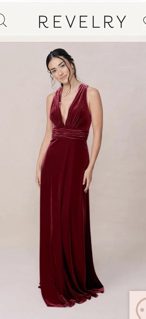 Reverly Plus Dylan Burgundy Velvet Halter Gown Dress Sz 20~ Beautiful~