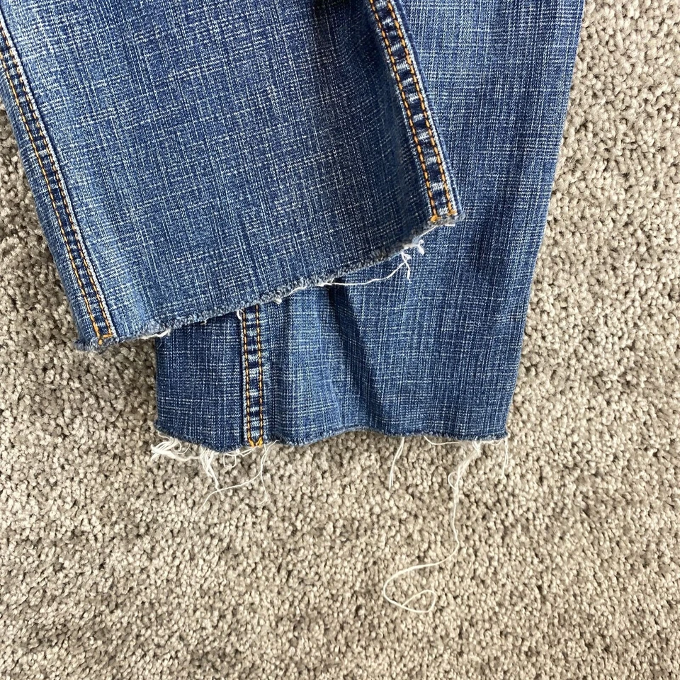 Pantalones de mezclilla Ecko rojos bootcut pierna para mujer 7 azules tiro bajo piedra oscura desgastados Foto 4 de 4