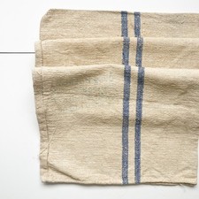 Heavy Herringbone Grainsack with Blue Stripe, Farmhouse Feedsack BL47