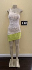 Bebe Size XS Asymmetrical One Shoulder Club Tropicana Colorblock Mini Dress