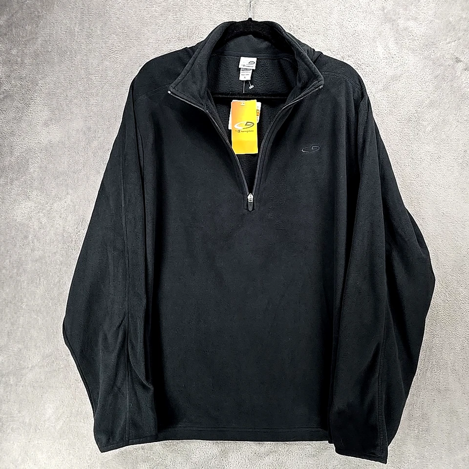 C9 By Champion 抓绒夹克黑色 1/4 拉链模拟领刺绣男式 XL 码 — 第 3/4 张图片