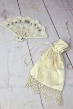 Decorative Ornamental Fan Lace Beads Roses Wall Hang Hand Held & Handmade Bag