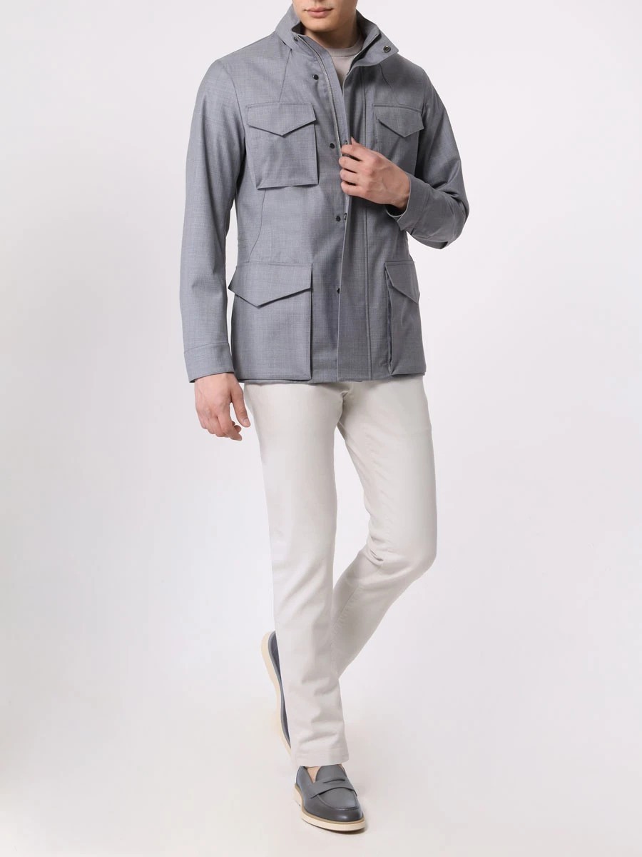 (NO CUSTOMS TAX) MONTECORE Italy gray hooded wool jacket Size XXL authentic image 3