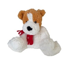 Holiday Dog Plush Stuffed Animal Tan Snowflake Scarf Christmas Puppy 9"