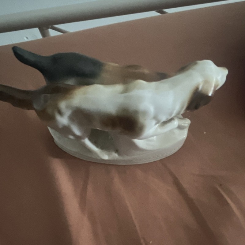 Porcelain Pointer Dog Figurine Two Pointing Dogs Hunting Scene Collectible Decor