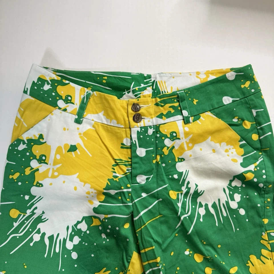 Loudmouth Ladies Golf Pants Green & Gold Smash Women's 4x29L Discontinued Print - Image 2 of 4