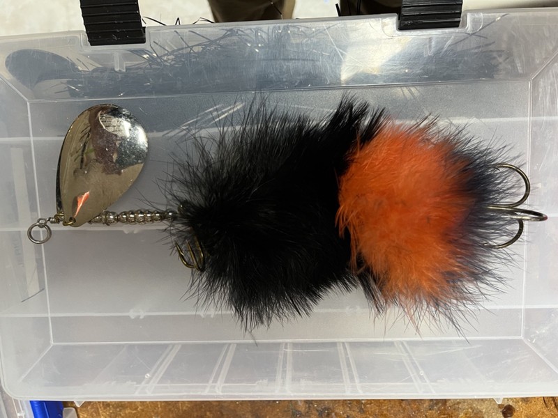 Musky bucktail spinner Double Marabou #10 Blade Silver/Black