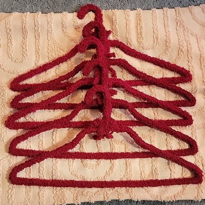 Five handmade designer hangers, dark red, wine colored. New.