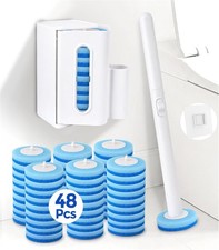 Disposable Toilet Brush and Holder Set with 48 Refills, Toilet Bowl Cleaner 