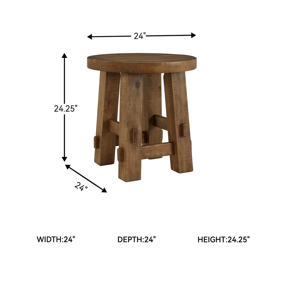 Mesa auxiliar envejecida Mackifeld Farmhouse con construcción de postes y vigas, lig... Foto 3 de 4