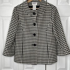 PENDLETON Black White Houndstooth Wool Blazer Jacket Coat Women's Size 6 Rare