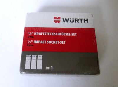 Wurth 1/2'' Impact Socket Set 3-Piece Germany Brand New