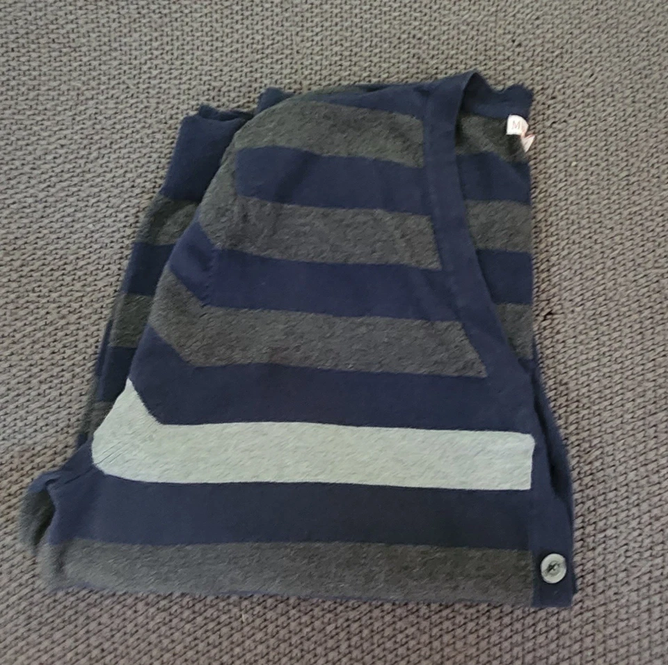 Merona Men's Navy Blue/Gray Striped Button-Up XXL Cardigan Sweater - Image 4 of 4