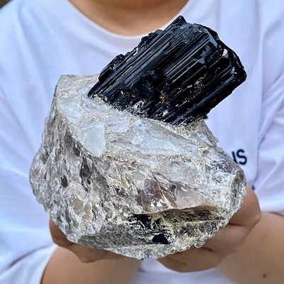 2.3LB  Natural Black Tourmaline Quartz Crystal Stone Gem Original Mineral Speci