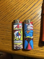 New 2 Custom Bic Lighters Superman vintage Marvel comic  Book Well Made  classic