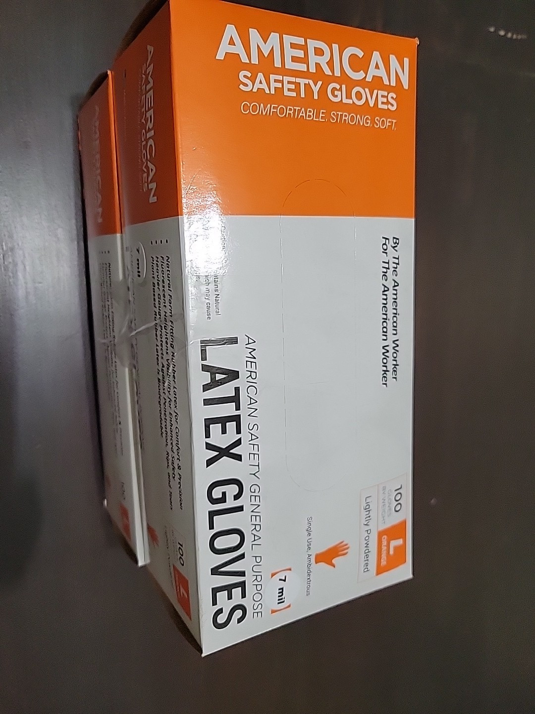 American Safety Disposable Latex Gloves Large 2 Boxes 100 Each Non-Allergenic