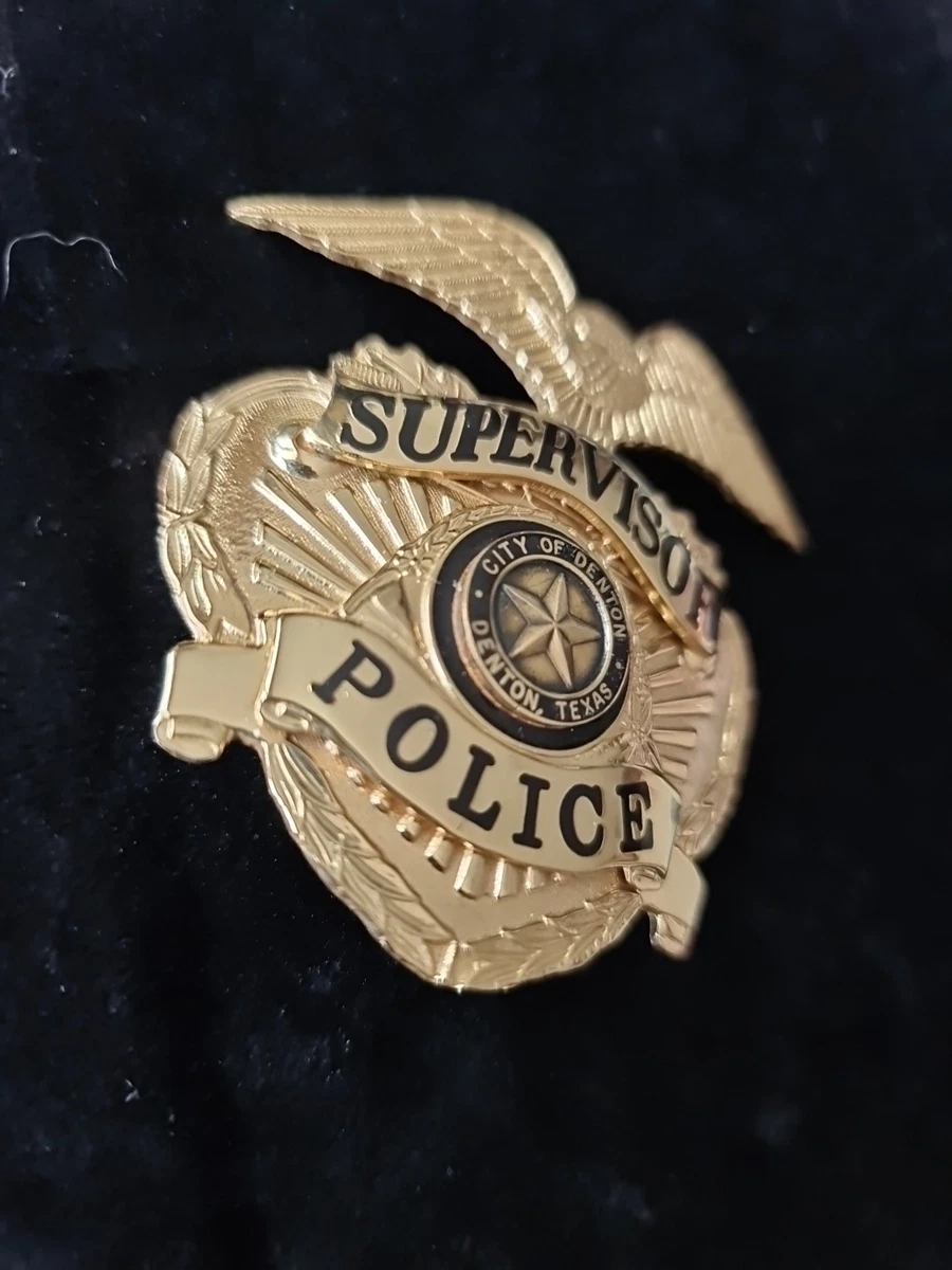Original US obsolet"Supervisor Police" Hat Badge mit Hallmark von "Sun Badge Co"
