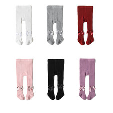 6M-4 Yrs Children Bowknot Tights Cotton Baby Girls Pantyhose Kids Knitted Tights