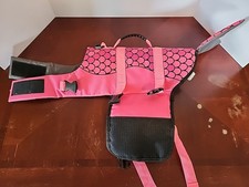 Dog Life Vest With Handle, Pink Fish Style, Sz L