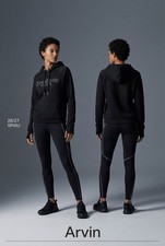 Bebe Sport Embroider Logo Hoodie Womens Size Large Black Pullover Sweatshirt 89