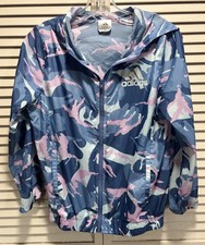 Adidas Youth Camo Wind Breaker Long Sleeve Zip Up Jacket Size Large 14 Blue
