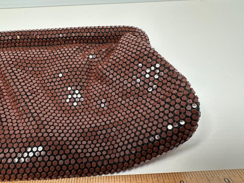 VTG Brown Reflective Lucite Tiles Disco Purse Handbag Glam Textured Clutch Purse - Picture 9 of 13
